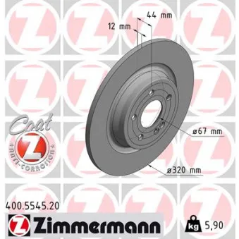 ZIMMERMANN 400.5545.20 - Jeu de 2 disques de frein arrière