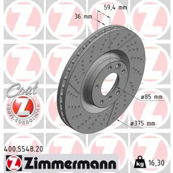 Jeu de 2 disques de frein avant ZIMMERMANN 400.5548.20