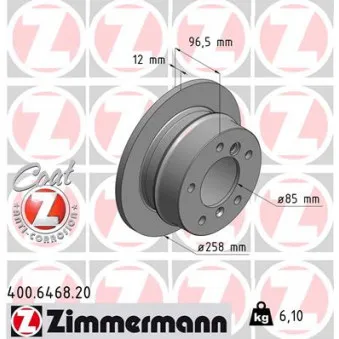 Jeu de 2 disques de frein arrière ZIMMERMANN OEM A901423101264