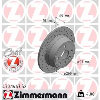 Jeu de 2 disques de frein arrière ZIMMERMANN 430.1467.52