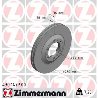 Jeu de 2 disques de frein avant ZIMMERMANN OEM 3103102K00