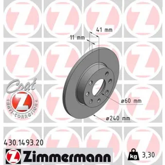 ZIMMERMANN 430.1493.20 - Jeu de 2 disques de frein avant