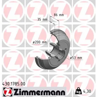 Tambour de frein ZIMMERMANN OEM 24.0220-0039.1
