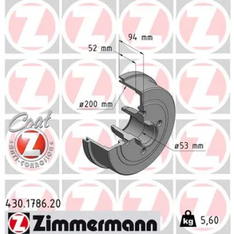 Tambour de frein ZIMMERMANN OEM 418001