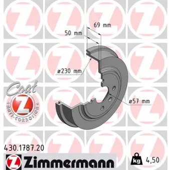 Tambour de frein ZIMMERMANN OEM 24444064