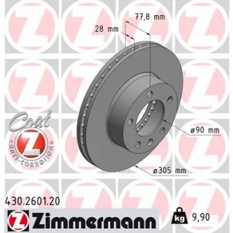 ZIMMERMANN 430.2601.20 - Jeu de 2 disques de frein avant