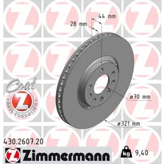 ZIMMERMANN 430.2607.20 - Jeu de 2 disques de frein avant