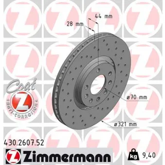 ZIMMERMANN 430.2607.52 - Jeu de 2 disques de frein avant