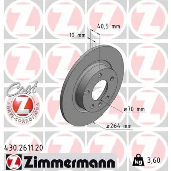 Jeu de 2 disques de frein arrière ZIMMERMANN 430.2611.20
