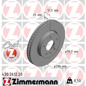 ZIMMERMANN 430.2612.20 - Jeu de 2 disques de frein avant
