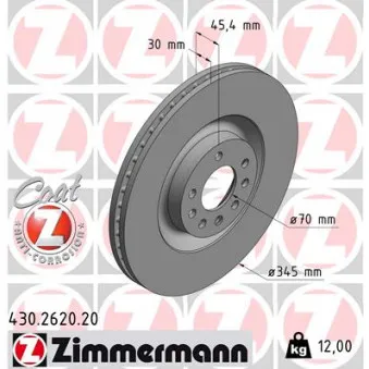 ZIMMERMANN 430.2620.20 - Jeu de 2 disques de frein avant