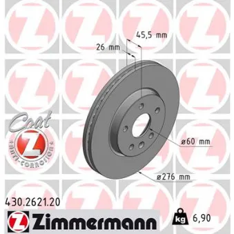 ZIMMERMANN 430.2621.20 - Jeu de 2 disques de frein avant