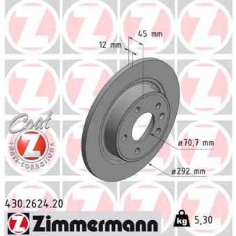 Jeu de 2 disques de frein arrière ZIMMERMANN OEM 24.0112-0189.1