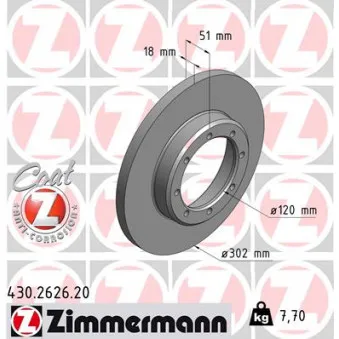 Jeu de 2 disques de frein arrière ZIMMERMANN OEM 6.61036