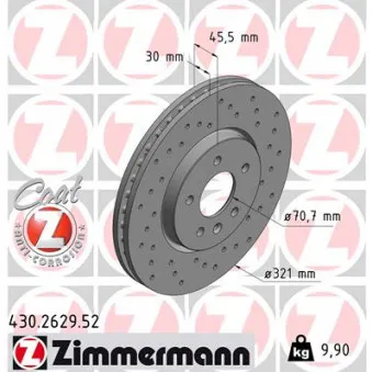 ZIMMERMANN 430.2629.52 - Jeu de 2 disques de frein avant