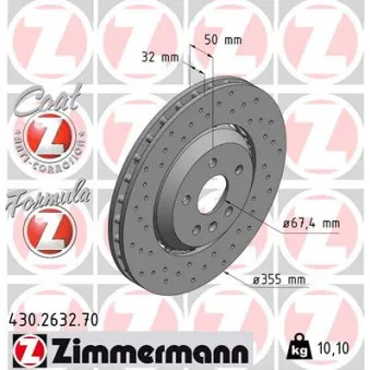 ZIMMERMANN 430.2632.70 - Jeu de 2 disques de frein avant