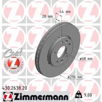 Jeu de 2 disques de frein avant ZIMMERMANN OEM BSG 75-210-013