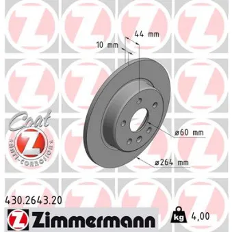 Jeu de 2 disques de frein arrière ZIMMERMANN 430.2643.20