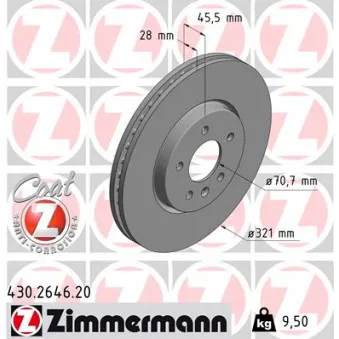 ZIMMERMANN 430.2646.20 - Jeu de 2 disques de frein avant