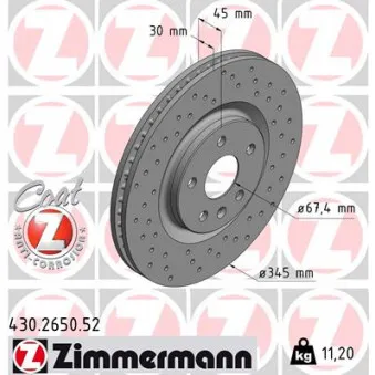 ZIMMERMANN 430.2650.52 - Jeu de 2 disques de frein avant