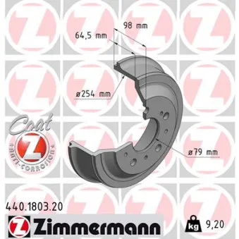 Tambour de frein ZIMMERMANN OEM 424738