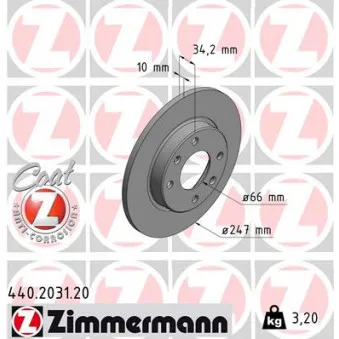 Jeu de 2 disques de frein avant ZIMMERMANN OEM 424689