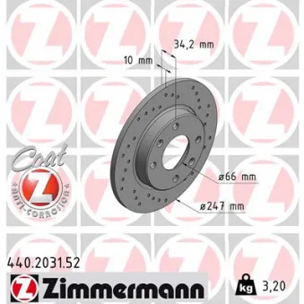 ZIMMERMANN 440.2031.52 - Jeu de 2 disques de frein avant