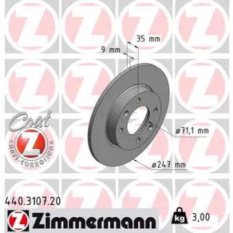 ZIMMERMANN 440.3107.20 - Jeu de 2 disques de frein arrière