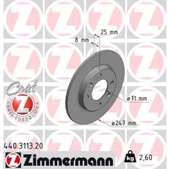 Jeu de 2 disques de frein arrière ZIMMERMANN OEM 4246G3