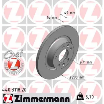 ZIMMERMANN 440.3118.20 - Jeu de 2 disques de frein arrière