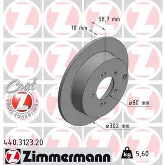 ZIMMERMANN 440.3123.20 - Jeu de 2 disques de frein arrière