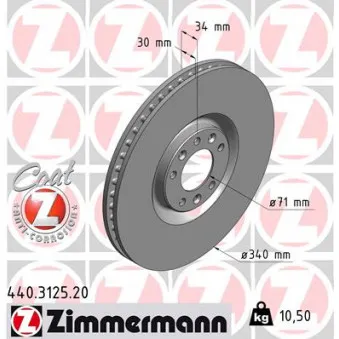 Jeu de 2 disques de frein avant ZIMMERMANN OEM 4249F9