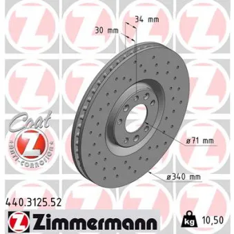 ZIMMERMANN 440.3125.52 - Jeu de 2 disques de frein avant