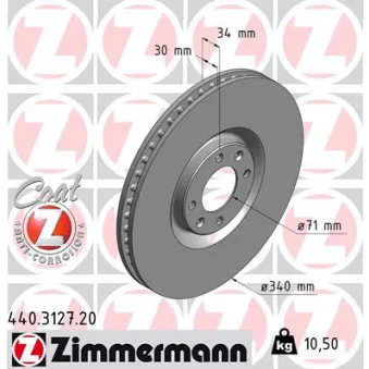 ZIMMERMANN 440.3127.20 - Jeu de 2 disques de frein avant