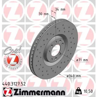 ZIMMERMANN 440.3127.52 - Jeu de 2 disques de frein avant