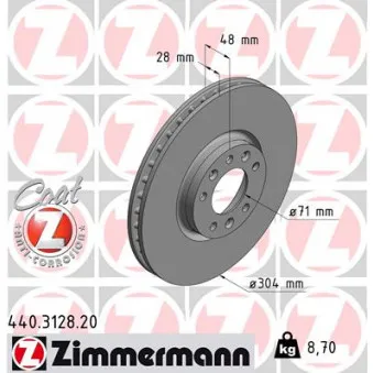 Jeu de 2 disques de frein avant ZIMMERMANN OEM BDR2383.20