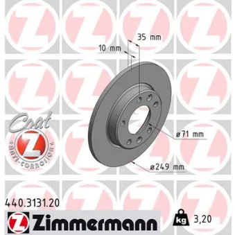Jeu de 2 disques de frein arrière ZIMMERMANN OEM 1610761980