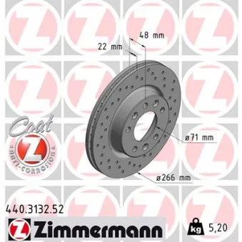 ZIMMERMANN 440.3132.52 - Jeu de 2 disques de frein avant