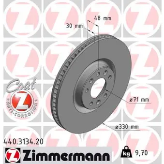 ZIMMERMANN 440.3134.20 - Jeu de 2 disques de frein avant