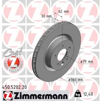 ZIMMERMANN 450.5202.20 - Jeu de 2 disques de frein avant