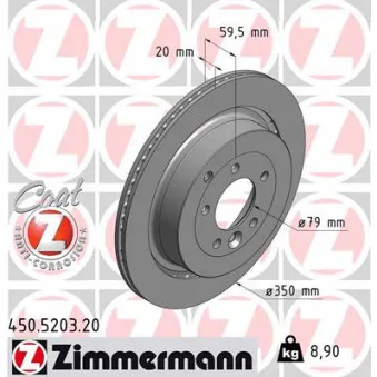 Jeu de 2 disques de frein arrière ZIMMERMANN 450.5203.20