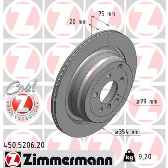 ZIMMERMANN 450.5206.20 - Jeu de 2 disques de frein arrière