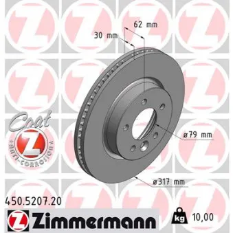 Jeu de 2 disques de frein avant ZIMMERMANN 450.5207.20