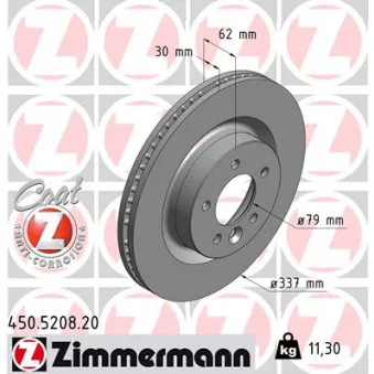 ZIMMERMANN 450.5208.20 - Jeu de 2 disques de frein avant