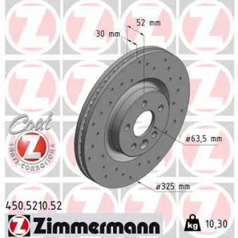 Jeu de 2 disques de frein avant ZIMMERMANN 450.5210.52