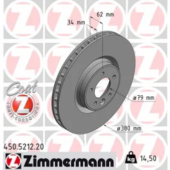 Jeu de 2 disques de frein avant ZIMMERMANN 450.5212.20