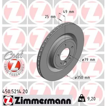 Jeu de 2 disques de frein arrière ZIMMERMANN OEM 314052