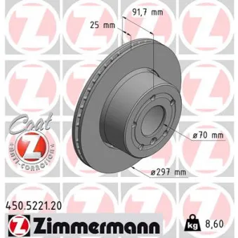 ZIMMERMANN 450.5221.20 - Jeu de 2 disques de frein avant