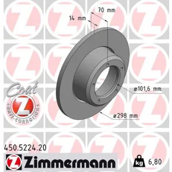 Jeu de 2 disques de frein avant ZIMMERMANN OEM LR017951