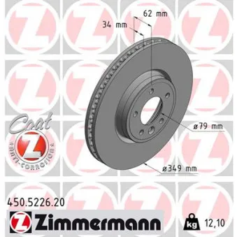 ZIMMERMANN 450.5226.20 - Jeu de 2 disques de frein avant